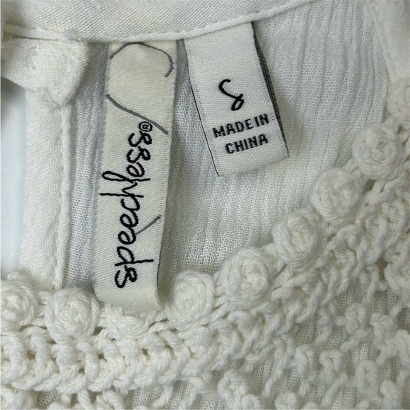 Speechless Women's White Short Cold Shoulder Dress Crochet Detail Size S Boho - Picture 5 of 12